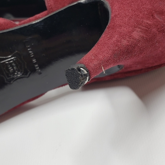 Vintage Vittorio Ricci Suede Closed Toe Pumps Size 5.5 Red Wine Colour - Picture 15 of 16